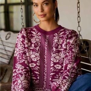 Floral Printed Knit Anastasia Sweater - Avara - Large - NWT